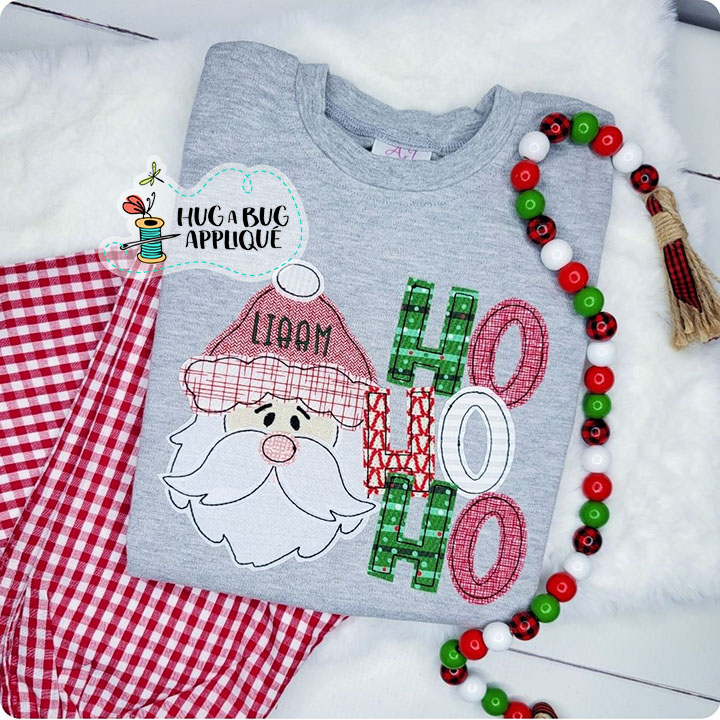 Santa Ho Ho Ho Bean Stitch Applique Design