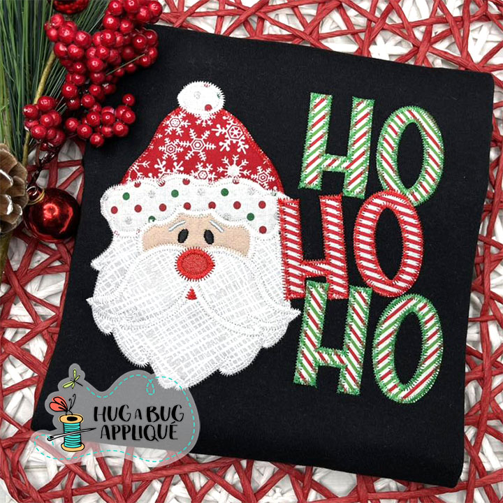 Santa Ho Ho Ho Zig Zag Stitch Applique Design