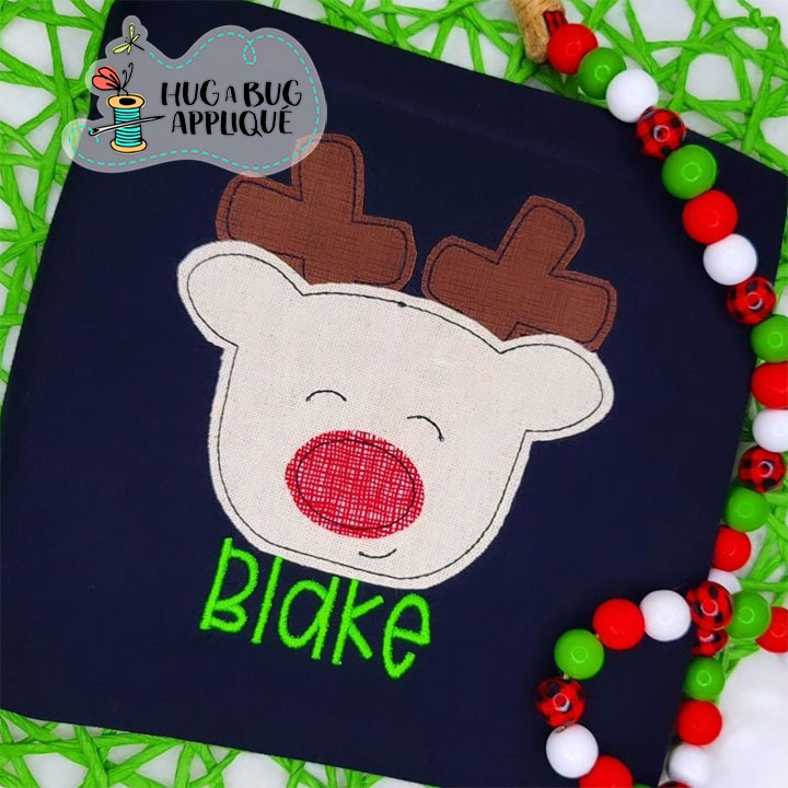 Simple Reindeer Bean Stitch Applique Design