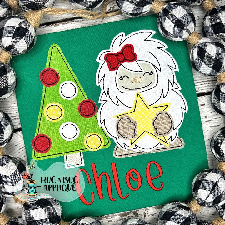 Yeti Bow Star Tree Bean Stitch Applique Design