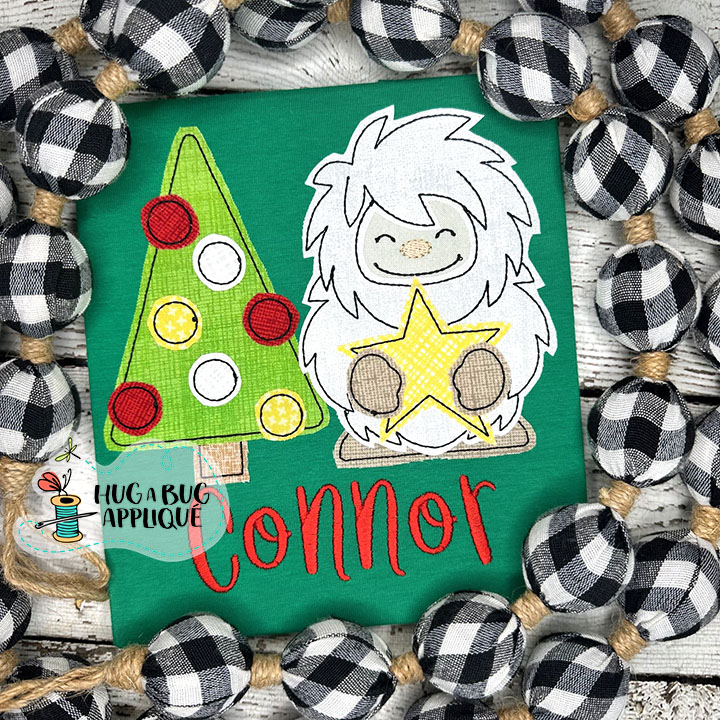 Yeti Star Tree Bean Stitch Applique Design