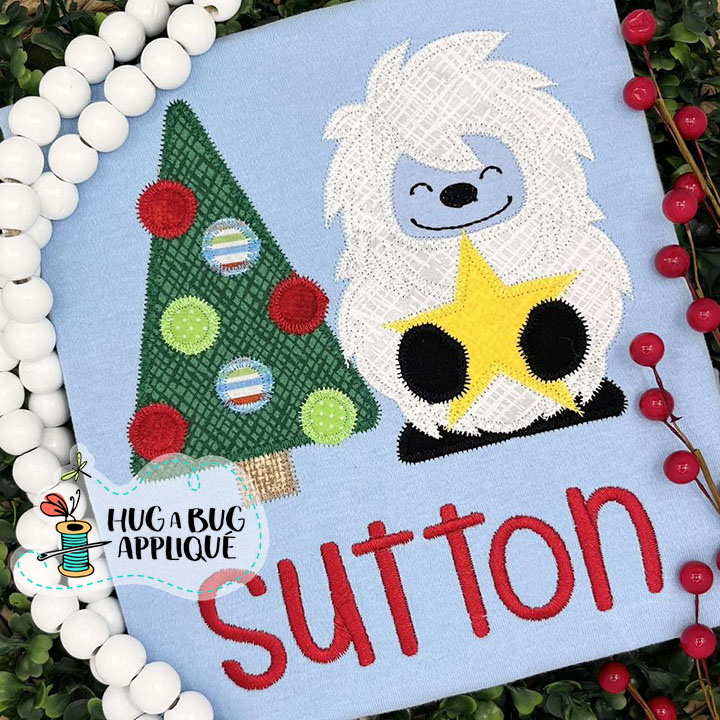 Yeti Star Tree Zig Zag Stitch Applique Design