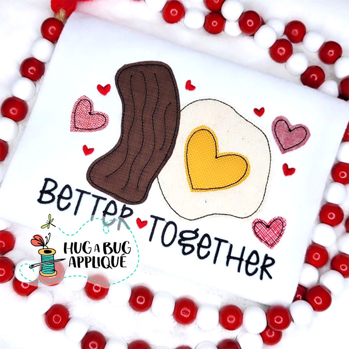 Bacon Egg Together Bean Stitch Applique Design