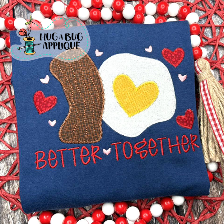 Bacon Egg Together Zig Zag Stitch Applique Design