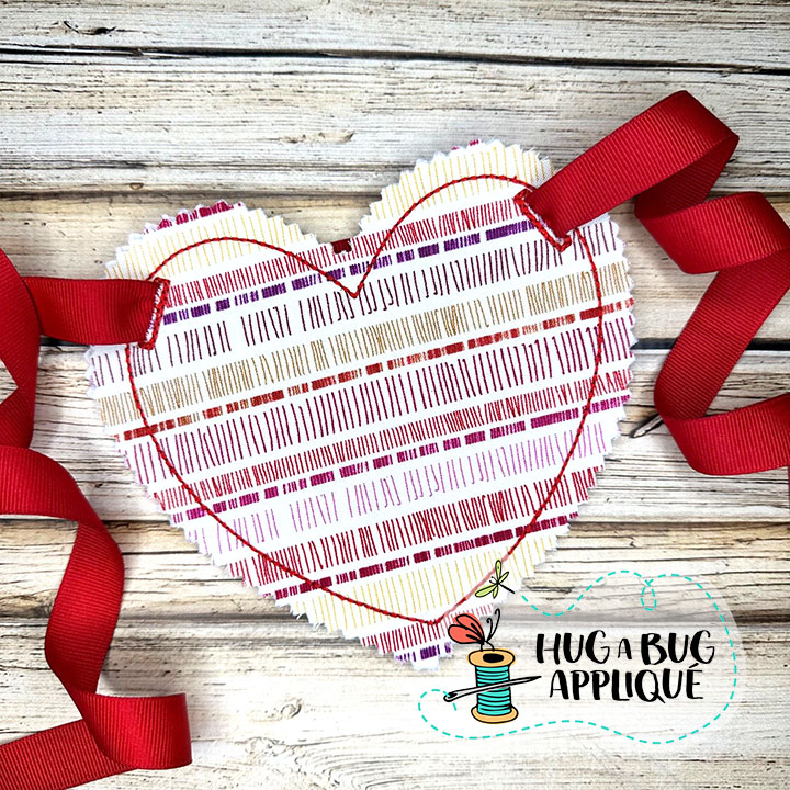 Heart Bunting Bean Stitch In the Hoop Applique Design