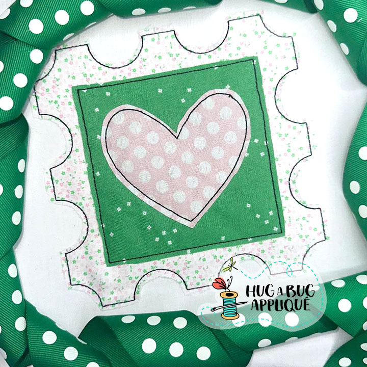 Heart Stamp Bean Stitch Applique Design