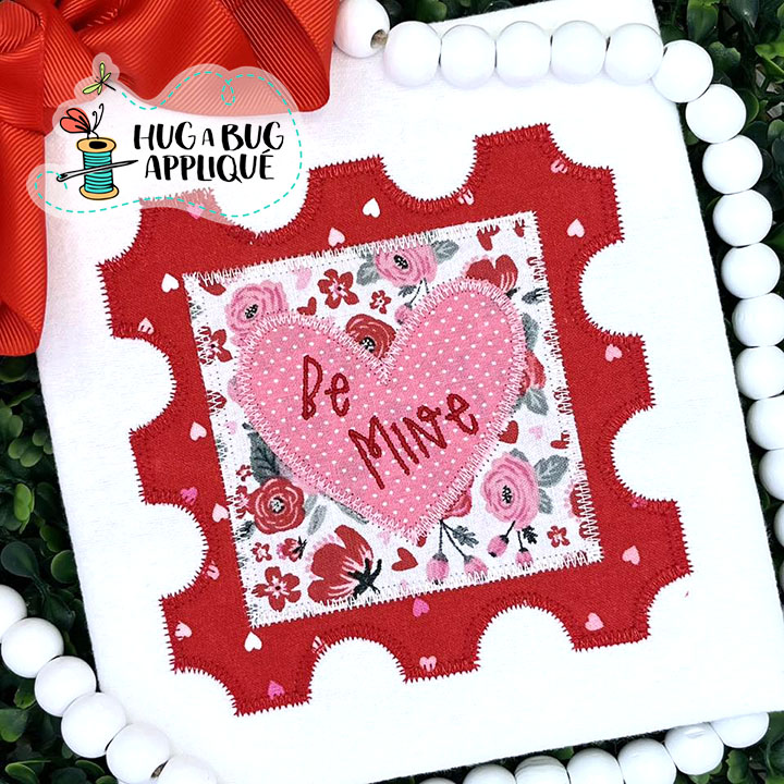 Heart Stamp Zig Zag Stitch Applique Design