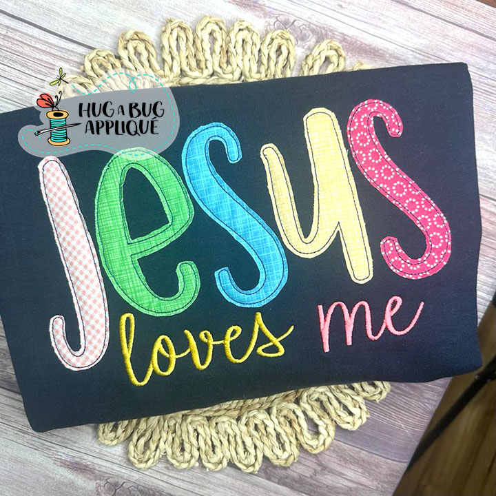 Jesus Loves Me Bean Stitch Applique Design