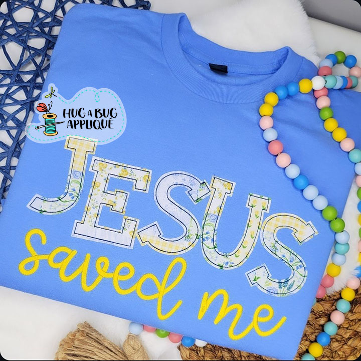 Jesus Saved Me Bean Stitch Applique Design