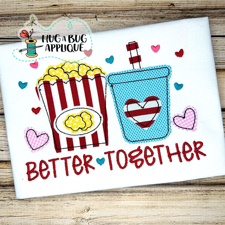Popcorn Soda Together Bean Stitch Applique Design