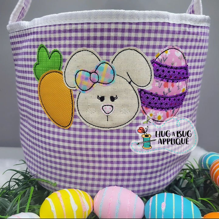 Carrot Bunny Bow Egg Bean Stitch Applique Design