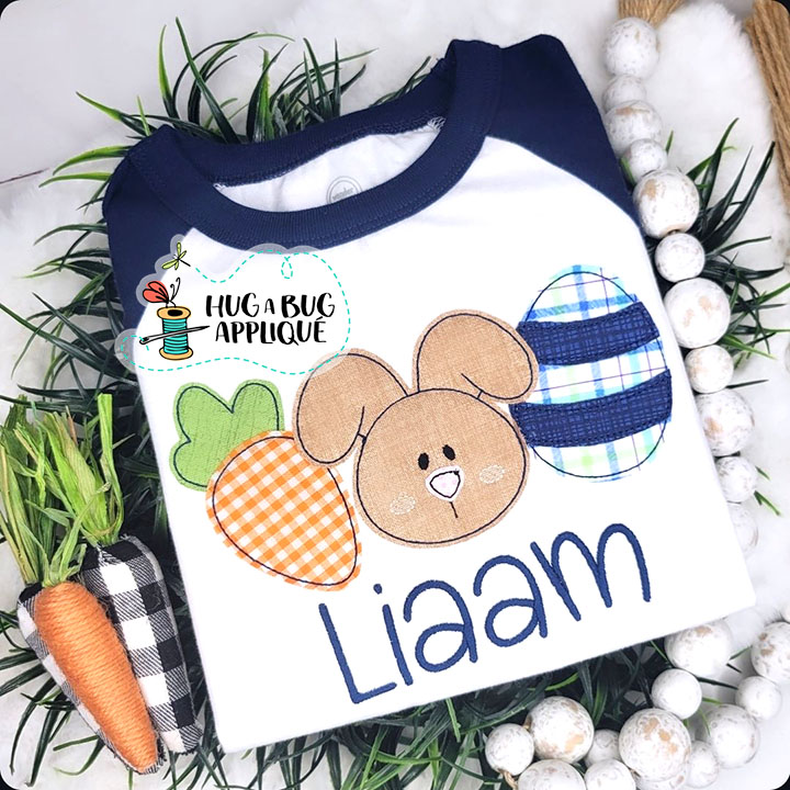 Carrot Bunny Egg Bean Stitch Applique Design