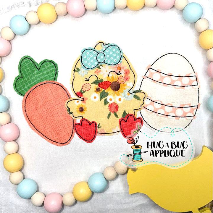 Carrot Chick Bow Egg Bean Stitch Applique Design