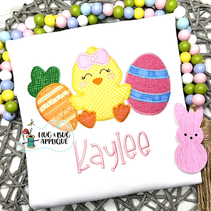 Carrot Chick Bow Egg Zig Zag Stitch Applique Design