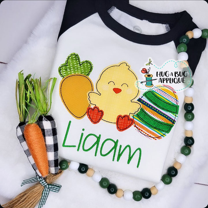 Carrot Chick Egg Bean Stitch Applique Design