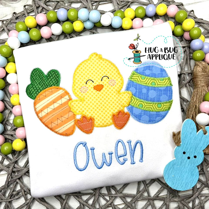 Carrot Chick Egg Zig Zag Stitch Applique Design