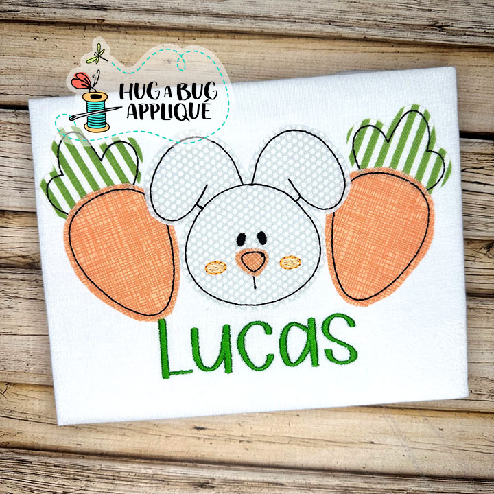 Cute Bunny Carrots Bean Stitch Applique Design