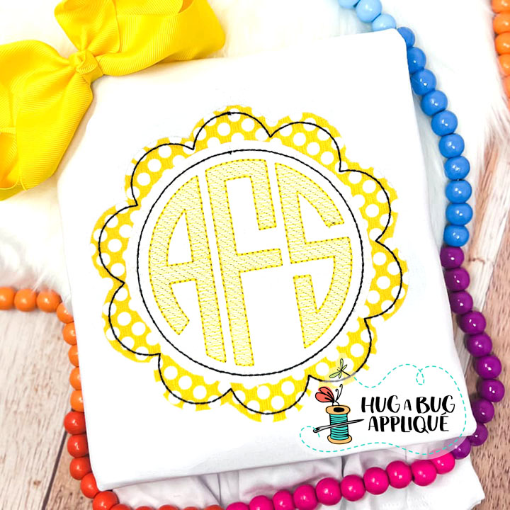 Double Scalloped Circle Bean Stitch Applique Design
