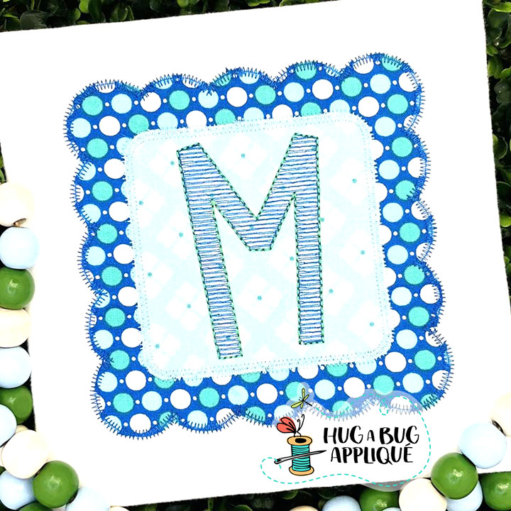 Double Scalloped Square Zig Zag Stitch Applique Design