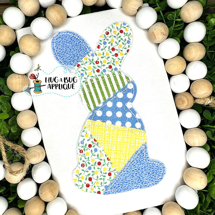 Patchwork Bunny Bean Stitch Applique Design