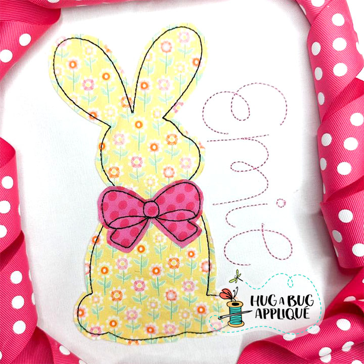 Simple Bunny Bow Bean Stitch Applique Design