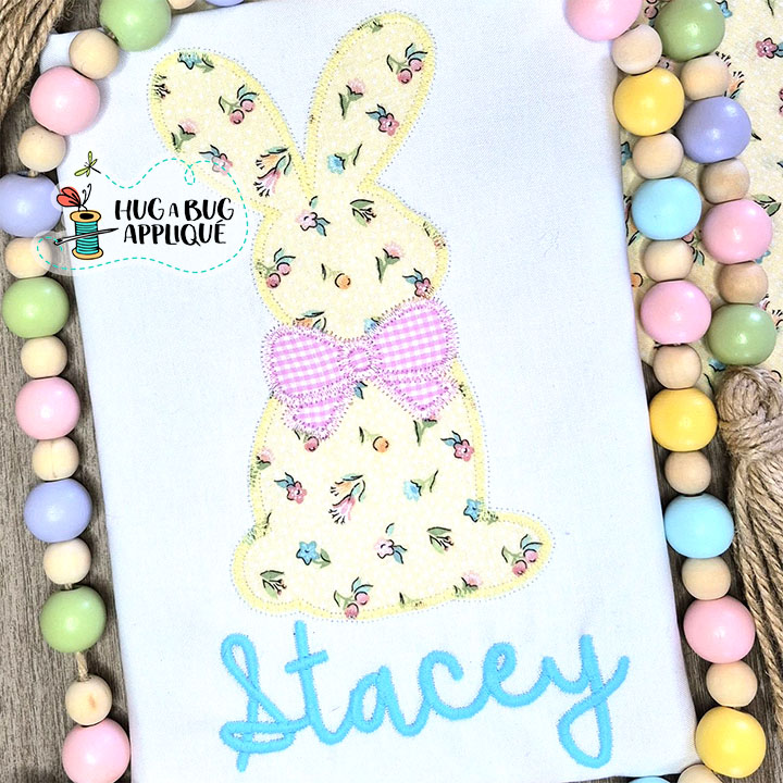 Simple Bunny Bow Zig Zag Stitch Applique Design