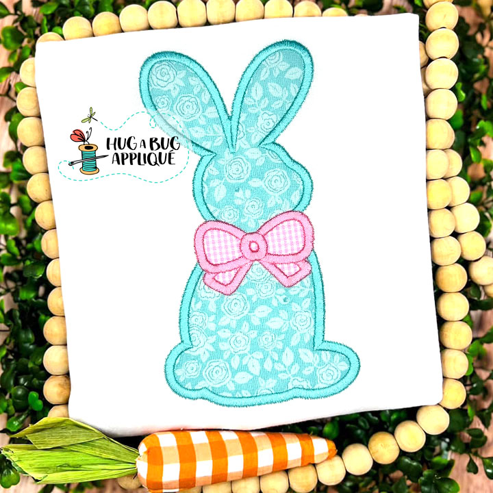 Simple Bunny Bow Satin Stitch Applique Design