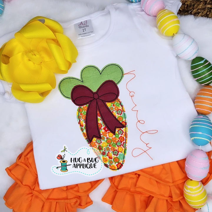 Simple Carrot Bow Bean Stitch Applique Design