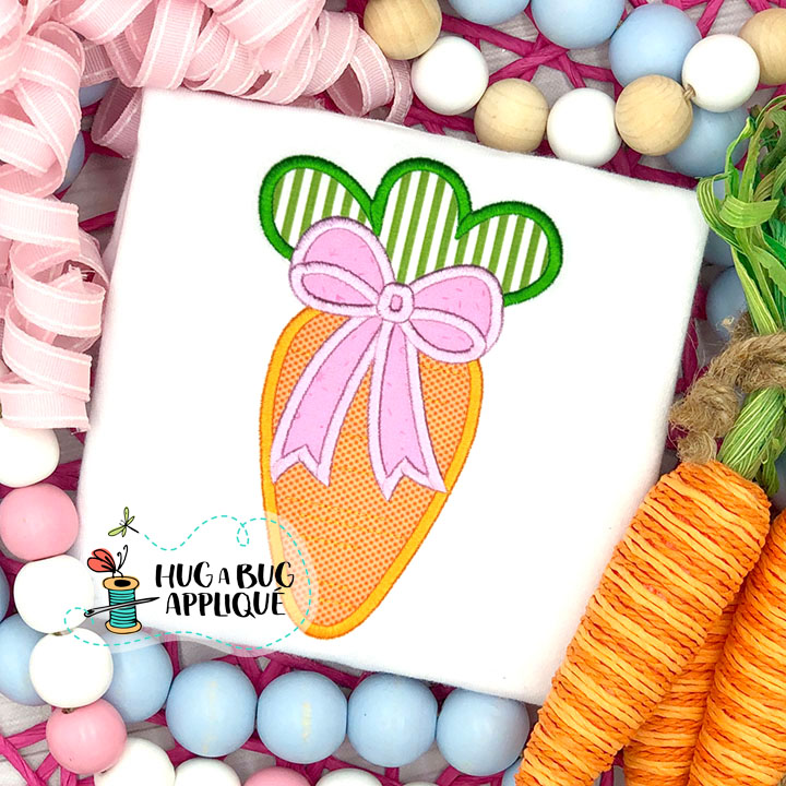Simple Carrot Bow Satin Stitch Applique Design