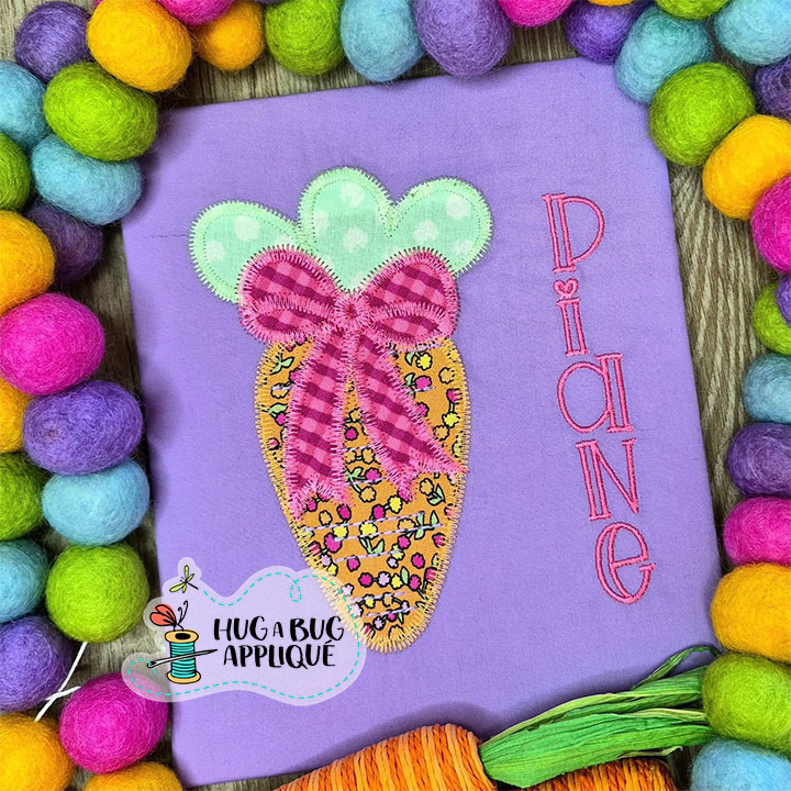 Simple Carrot Bow Zig Zag Stitch Applique Design