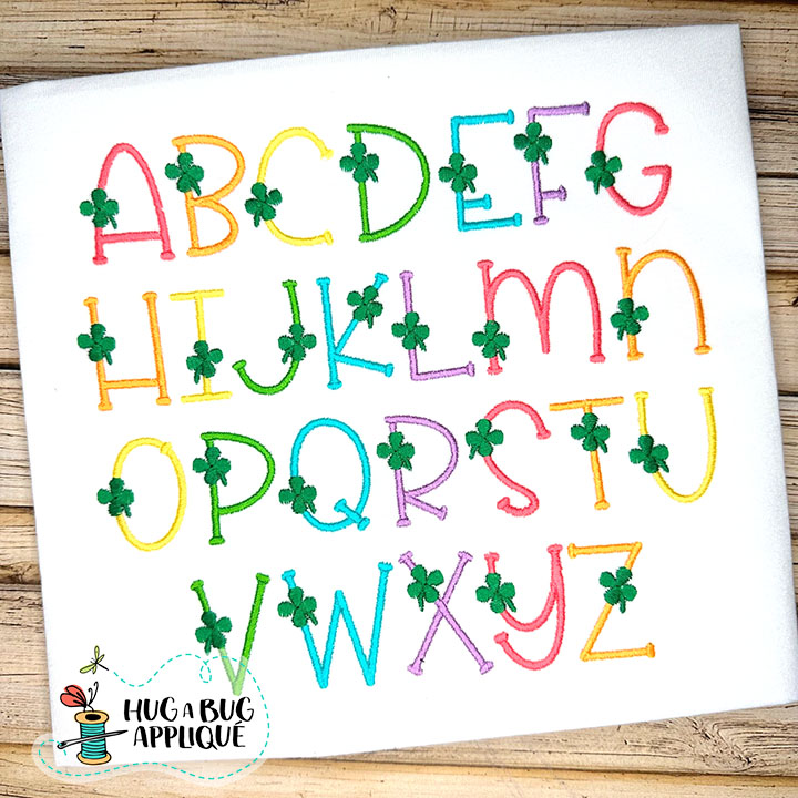 Sticky Clover Satin Stitch Embroidery Font