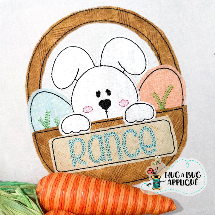 Bunny Eggs Basket Bean Stitch Applique Design
