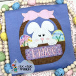 Bunny Eggs Basket Bow Zig Zag Stitch Applique Design