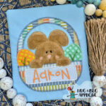 Bunny Eggs Basket Zig Zag Stitch Applique Design